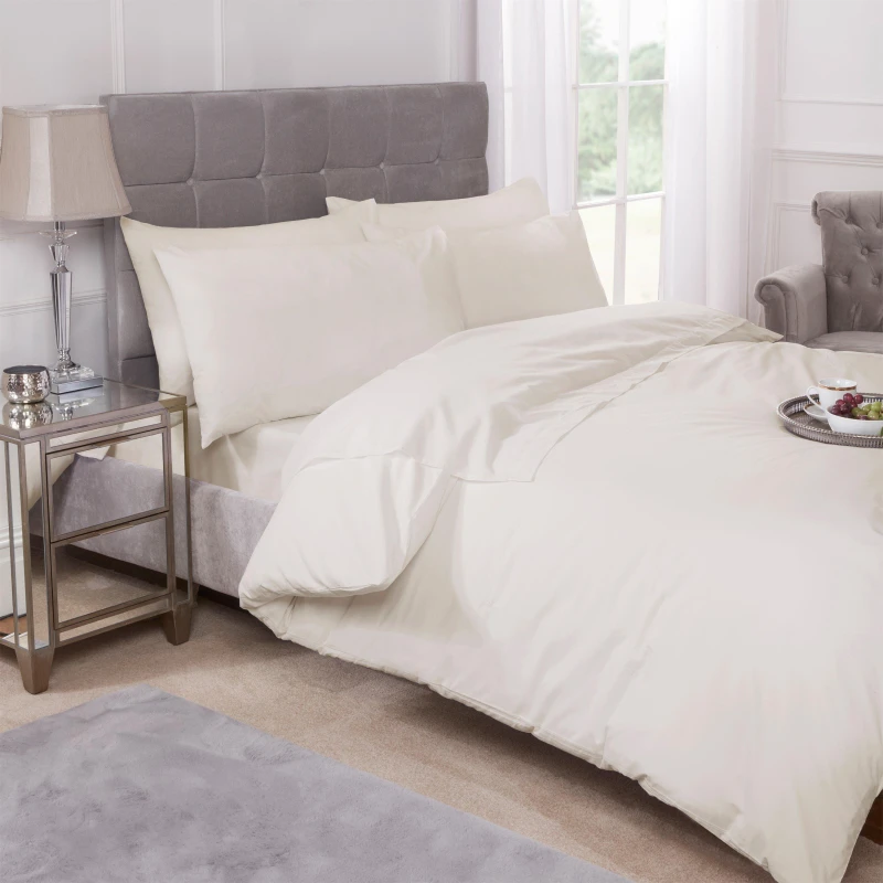 Image of Emma Barclay Duvet Set 180 Thread Count Polycotton Percale Ivory Cream unisex Super King