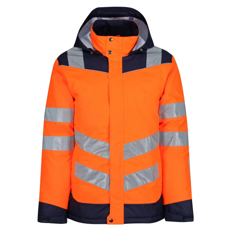 Image of Regatta Mens Reflective Weather-Resistant Hi-Vis Jacket Orange/Navy male S
