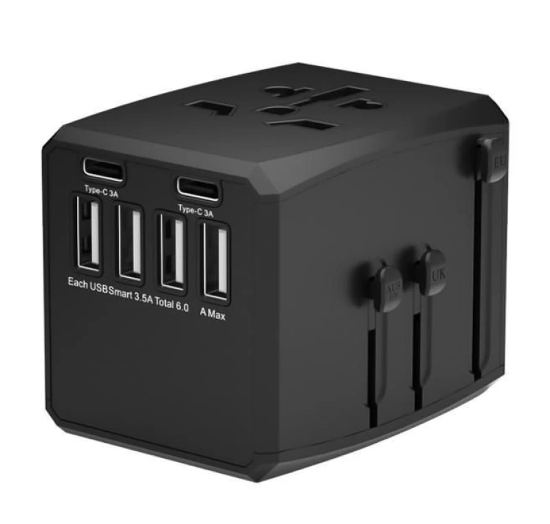 Image of Microconnect MC-TRAVELADAPTER1 electrical power plug Black