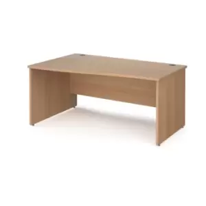 Image of Office Desk Left Hand Wave Desk 1600mm Beech Top And Panel End Leg Maestro 25