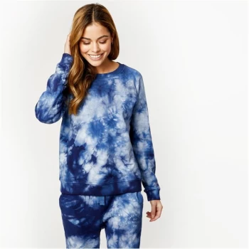 Image of Jack Wills Astbury Pheasant Logo Crew Neck Sweatshirt - Blue Tie Dye