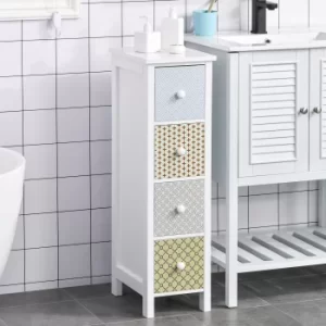 Image of HOMCOM Chest of Drawers, 4 Drawer Dresser, Storage Organizer Toilet Tissue Cabinet for Bedroom, Bathroom