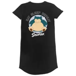 Image of Pokemon Womens/Ladies Sleeping Snorlax T-Shirt Dress (M) (Black)