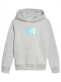 Image of Calvin Klein Jeans Girls Monogram Badge Hoodie - Grey Marl