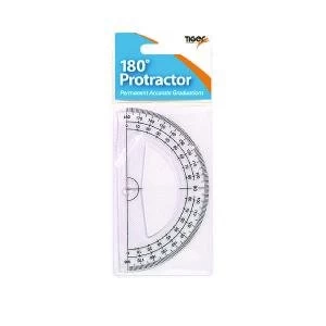 Image of Tiger 180 Degree Clear Plastic Protractor Pack of 12 300957