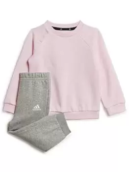 Image of adidas Favourites Toddler Girls Big Logo Crew & Jogger Set - Light Pink, Size 9-12 Months, Women
