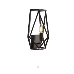 Image of Chassis 1 Light Black Cage Wall Lamp