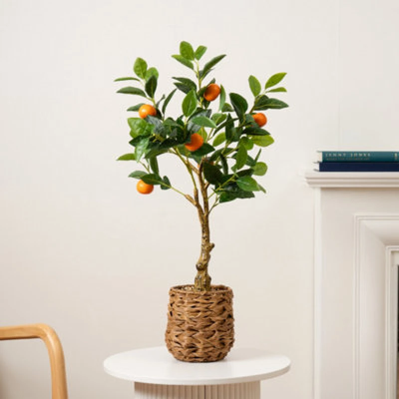 Image of Scottish Everlastings Ltd. Scottish Everlastings Artificial 76Cm Orange Tree In Woven Basket