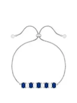 Image of Jon Richard Rhodium Plated Cubic Zirconia Blue And Crystal Toggle Bracelet, Silver, Women