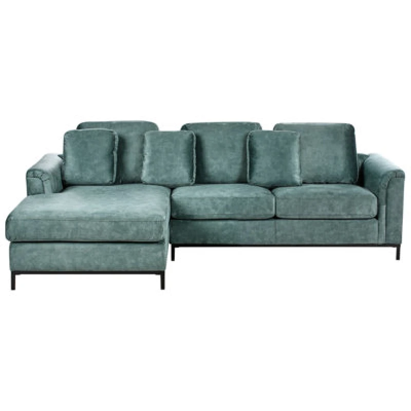 Image of Beliani Corner Sofa 4 Seater Oslo Velvet Teal Right Hand