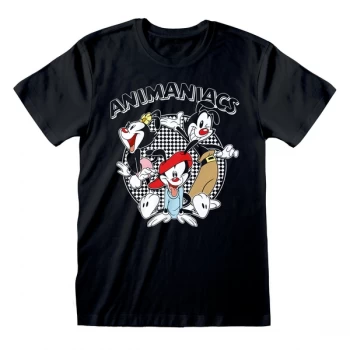 Image of Animaniacs - Chequered Logo Unisex Medium T-Shirt - Black