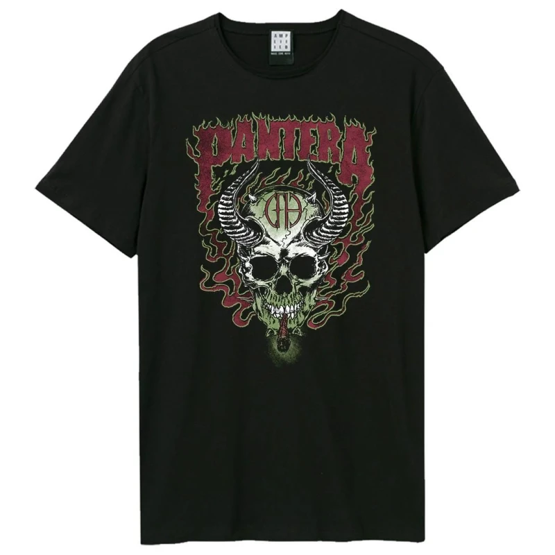 Image of Amplified Amplified Men Fire Skull Pantera T-Shirt in Black Size: X-Small Black XS Male 5063852066667