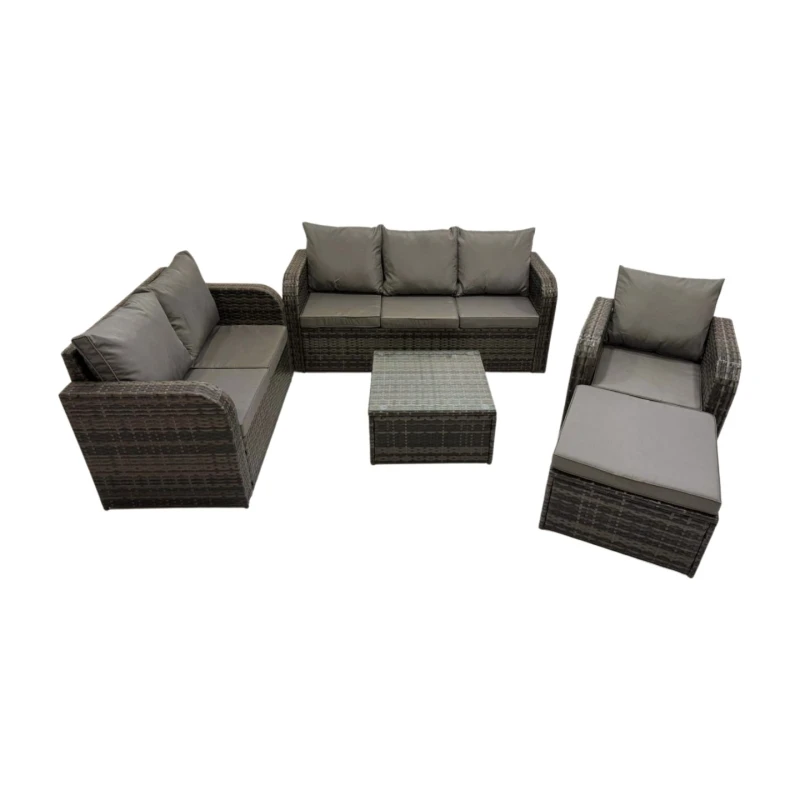 Image of Fimous Garden Outdoor Furniture Set with Big Stool Dark Grey Mixed Dark Grey Unisex