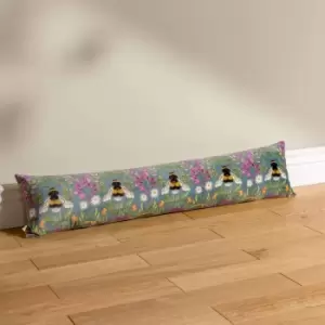 Image of Wylder Nature House Of Bloom Zinnia Bee Polyester Filled Draught Excluder Blue