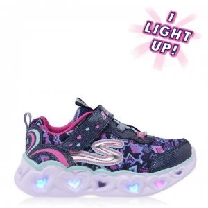 Image of Skechers Heart Lights Infant Trainers - Navy/Multi