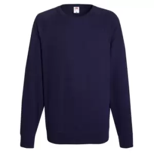 Image of Fruit Of The Loom Mens Lightweight Raglan Sweatshirt (240 GSM) (M) (Deep Navy)