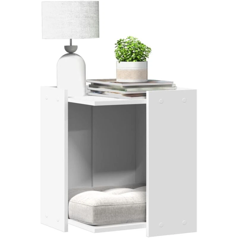 Image of vidaXL Cat Litter Box Enclosure White 42x42x51cm Engineered Wood, White 857742