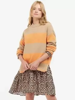 Image of Barbour Ezili Knitted Stripe Jumper - Orange, Size 10, Women