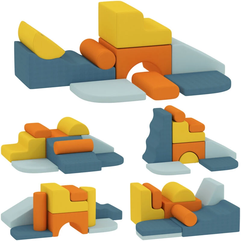 Image of AIYAPLAY 9 Piece Soft Play Set with Detachable Cover for Kids Motor Skills, Multi 3D0-036V00MX