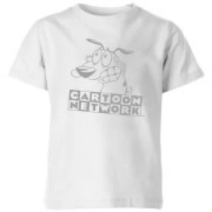 Image of Courage The Cowardly Dog Outline Kids T-Shirt - White - 3-4 Years