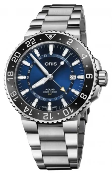 Image of ORIS Aquis GMT Date Blue Dial Stainless Steel Bracelet Watch