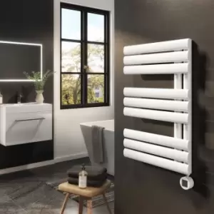 Image of White Electric Towel Radiator 0.6kW with WiFi Thermostat - H650xW450mm - IPX4 Bathroom Safe