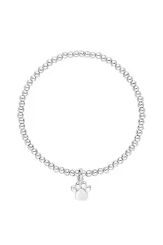 Image of Sterling Silver 925 Paw Beaded Stretch Bracelet