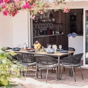 Image of Harbour Lifestyle Kalama 8 Seat Rectangular Dining With Teak Table - Charcoal