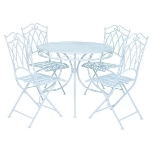 Image of Charles Bentley Wrought Iron 4-Seater Dining Set - Pastel Blue