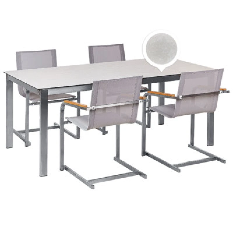 Image of Beliani Garden Dining Set 4 Seater Cosoleto Tempered Glass White