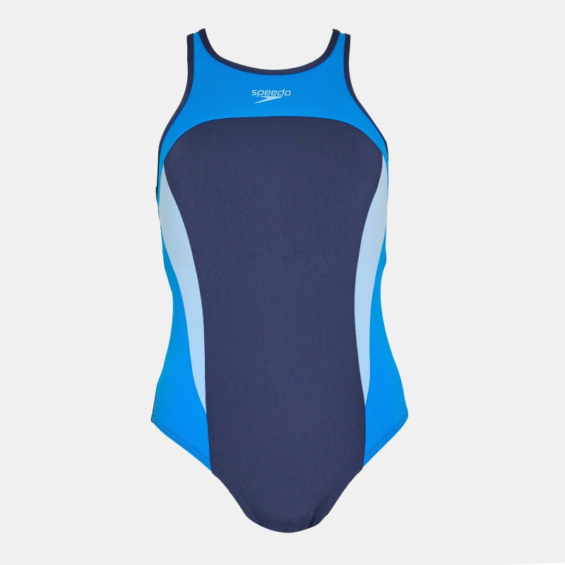 Image of Speedo Womens Cross One Piece Swimsuit Lagoon Blue female 8 (XS)
