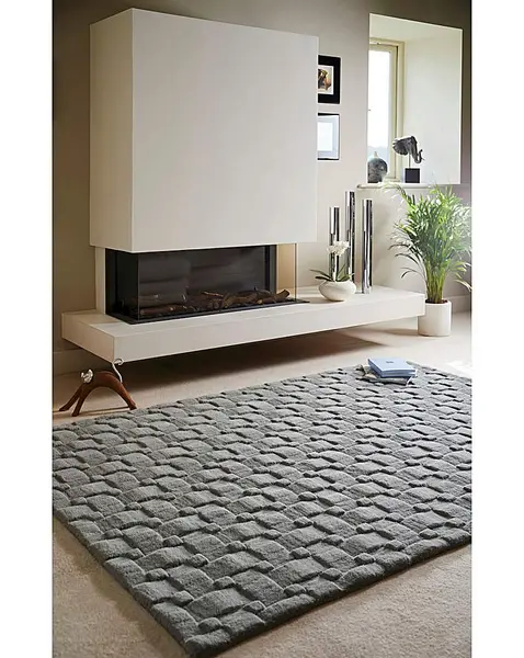 Image of Origins Basketweave Woollen Rug Grey 160X230 WB30603