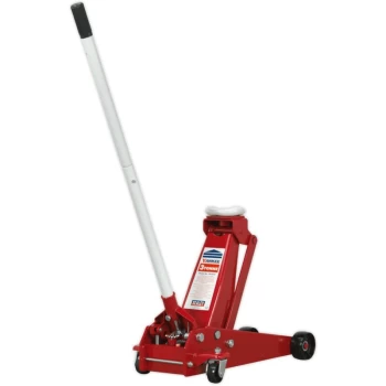 Image of 3010CX Trolley Jack 3tonne Standard Chassis with Axle Stands (Pair) 3tonne Capacity per Stand - Sealey