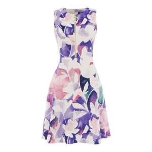 Image of DKNY Fit Flare Zip Detail Dress - Multi