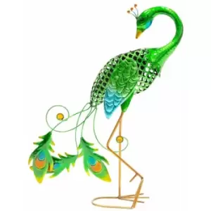 Image of Metal Animal Lights / Solar Powered LEDs / Weatherproof Statues / Garden Decorations / Patio Ornaments (Peacock) - Gardenkraft
