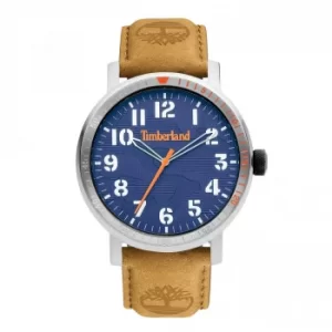 Image of Timberland Tan Leather Strap Watch with Navy Dial