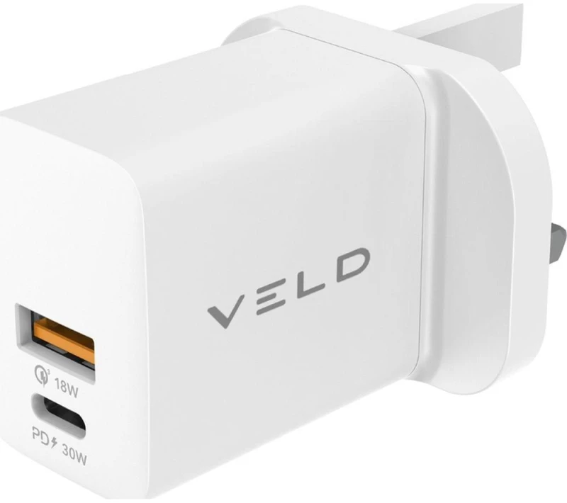 Image of VELD VH30DW Super-Fast 30 W 2-port USB Wall Charger - White 5014117979727