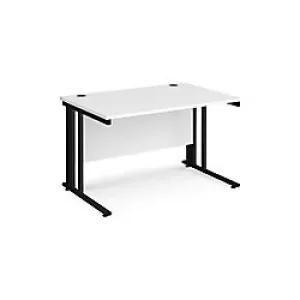 Image of Rectangular Straight Desk White Wood Cable Managed Legs Black Maestro 25 1200 x 800 x 725mm