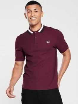 Image of Fred Perry Bold Tipped Polo - Maroon, Mahogany, Size XL, Men