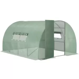 Image of Reinforced Walk-in Polytunnel Garden Greenhouse Steel Frame 4 x 3M - Green - Outsunny