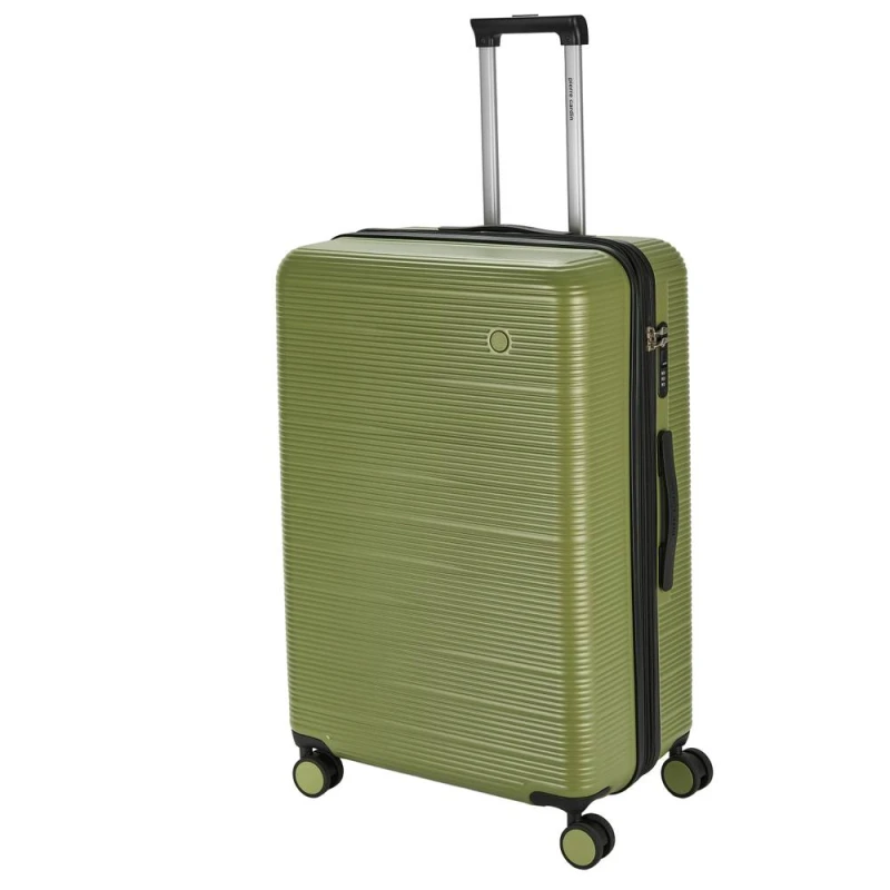 Image of Pierre Cardin Arles Large Checked Suitcase, Expandable Hard Shell - Olive Green Olive Unisex Large