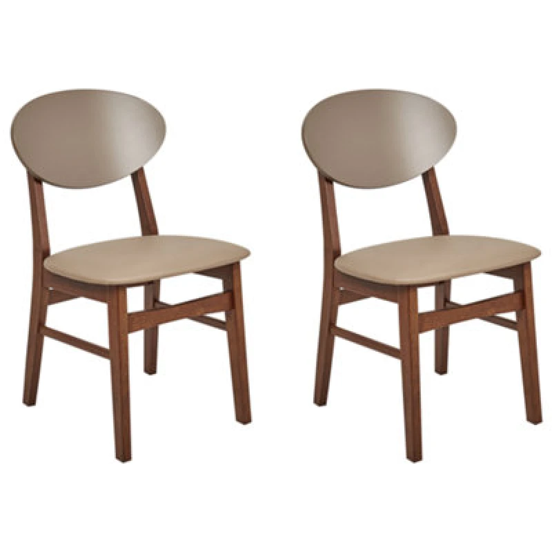 Image of Beliani Set Of 2 Dining Chairs Amery Wood Light Brown
