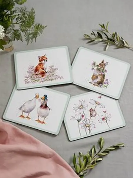 Image of Royal Worcester Wildflowers Placemats - Set Of 4 Multi VYKBW Unisex