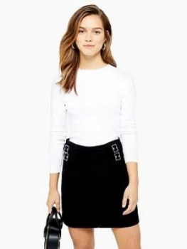 Image of Topshop Topshop Petite Long Sleeve Crew Neck Crop Top - White