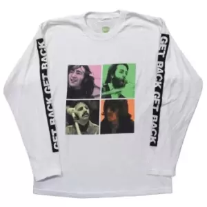 Image of The Beatles - Get Back Studio Shots Unisex XX-Large Long Sleeved T-Shirt - White