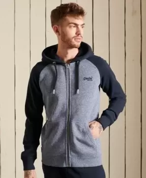 Image of Superdry Vintage Logo Embroidered Baseball Zip Hoodie