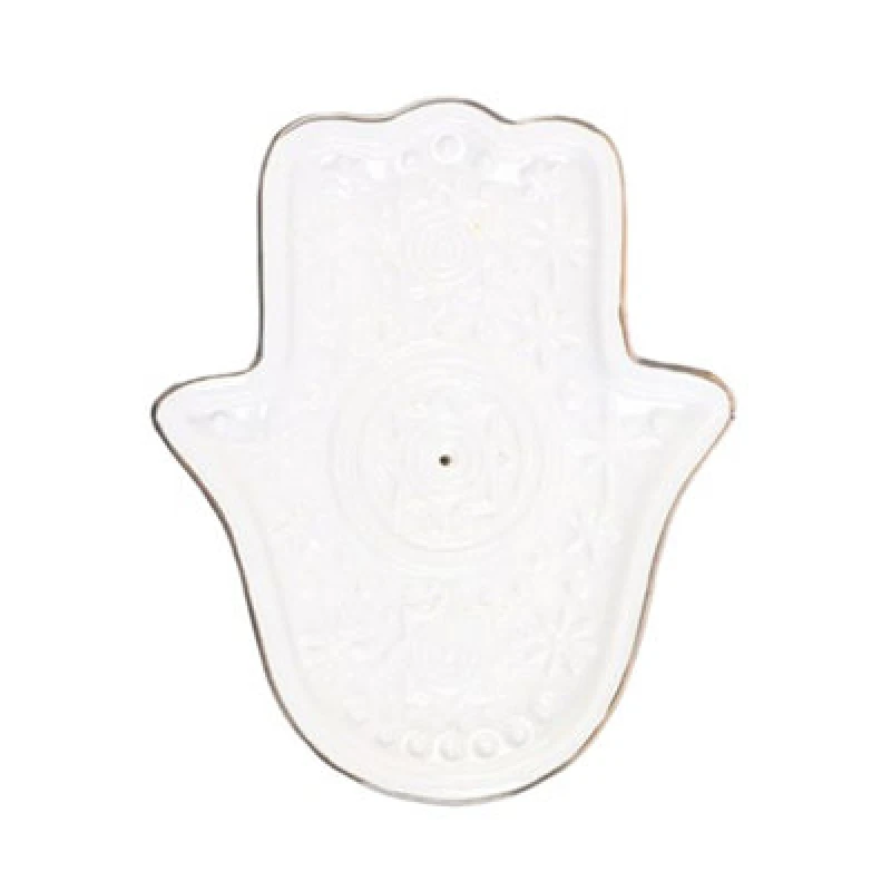 Image of Something Different Something Different Hamsa Hand Incense Holder in White White One Size Unisex 5063852075607