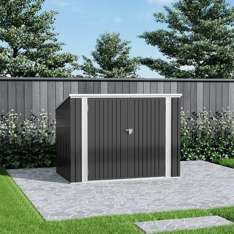 Image of Breeins Steel Trash Can Storage Shed Recycle Bin Black unisex One size