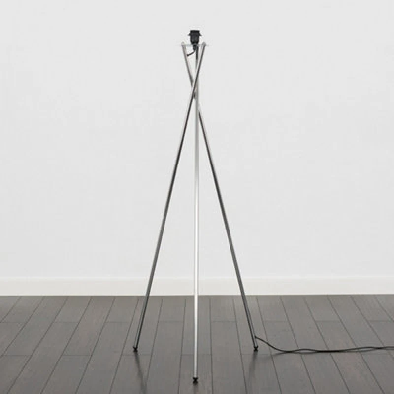 Image of ValueLights ValueLights Camden Polished Chrome Metal Stem Tripod Floor Lamp Base in Metallic Silver Metallic Silver One Size Unisex 5016529253419