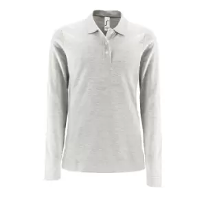 Image of SOLS Womens/Ladies Perfect Long Sleeve Pique Polo Shirt (L) (Ash)